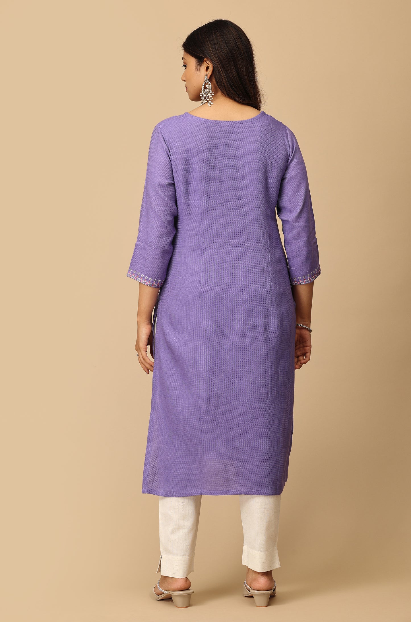 Lilac Matty Straight Embroidery Kurti