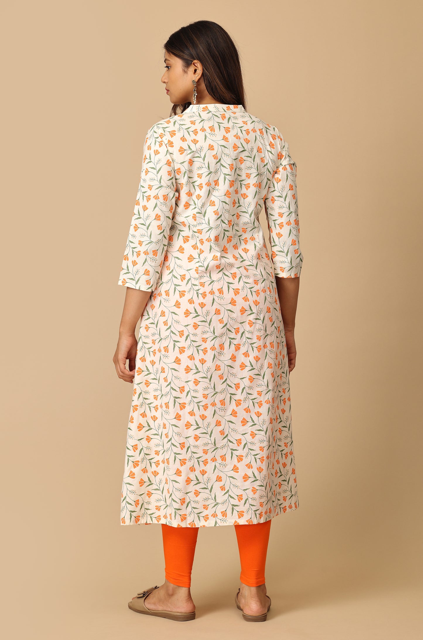 Ivory Rayon Slub Printed Kurti