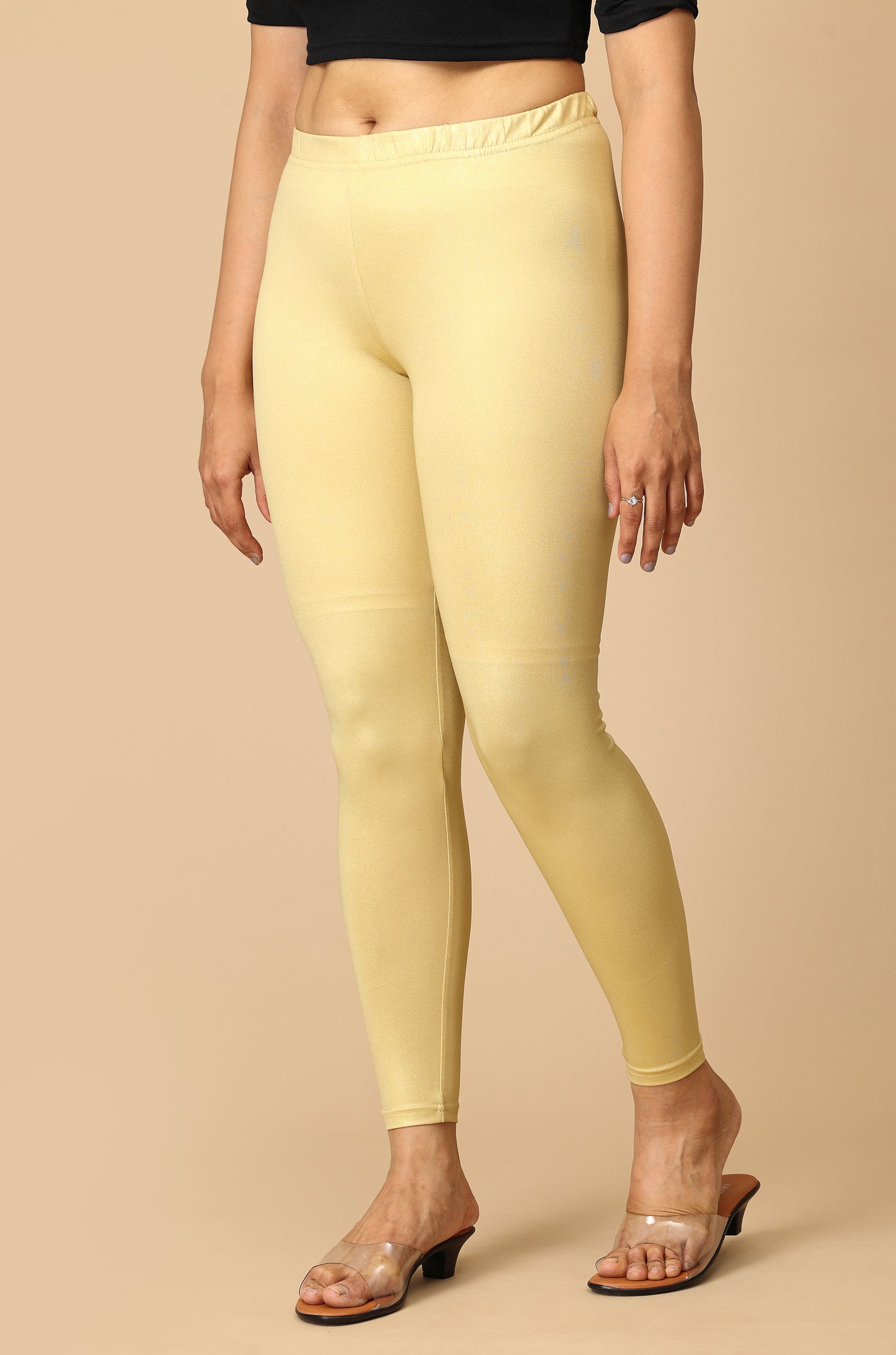 Gold Shimmer 4 ways Stretch Ankle Length Legging