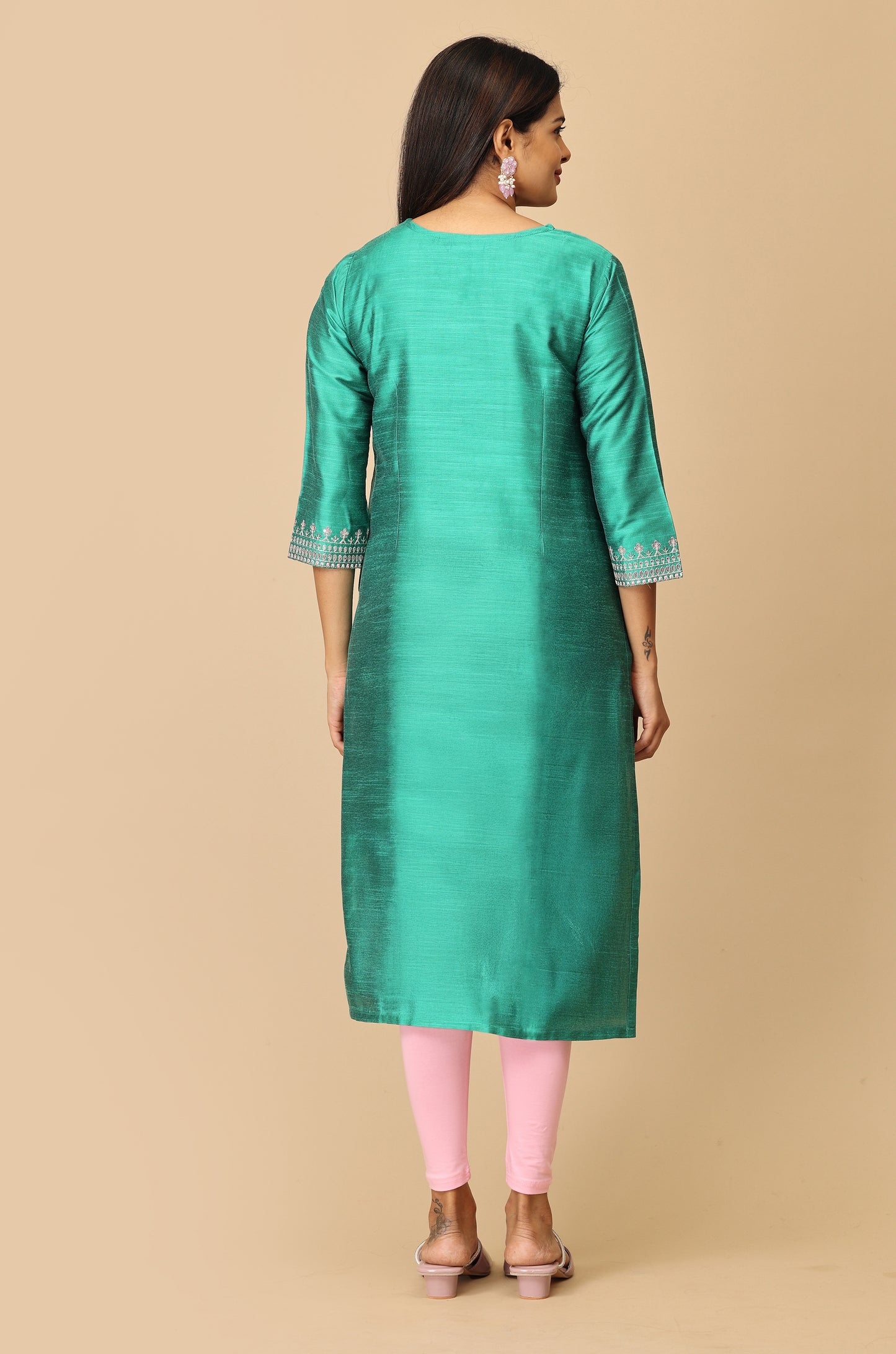 Green Sequence Embroidery Kurti