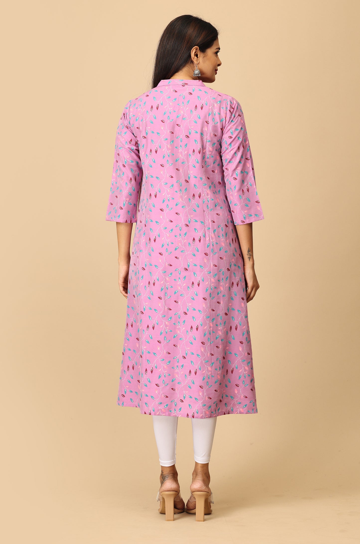Mauve Slub Silk Printed Kurti