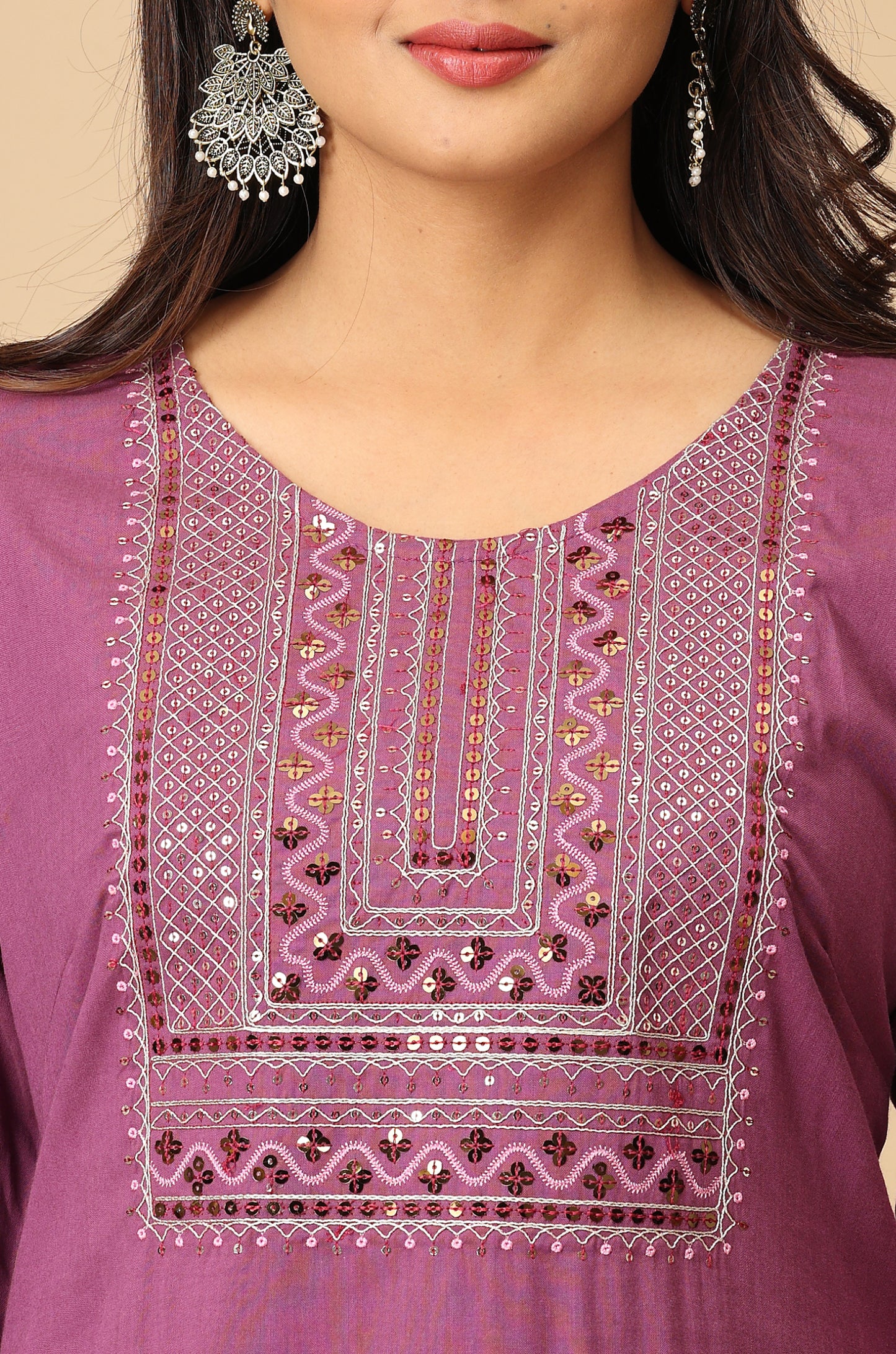 BB Cotton Purple Sequence Embridery