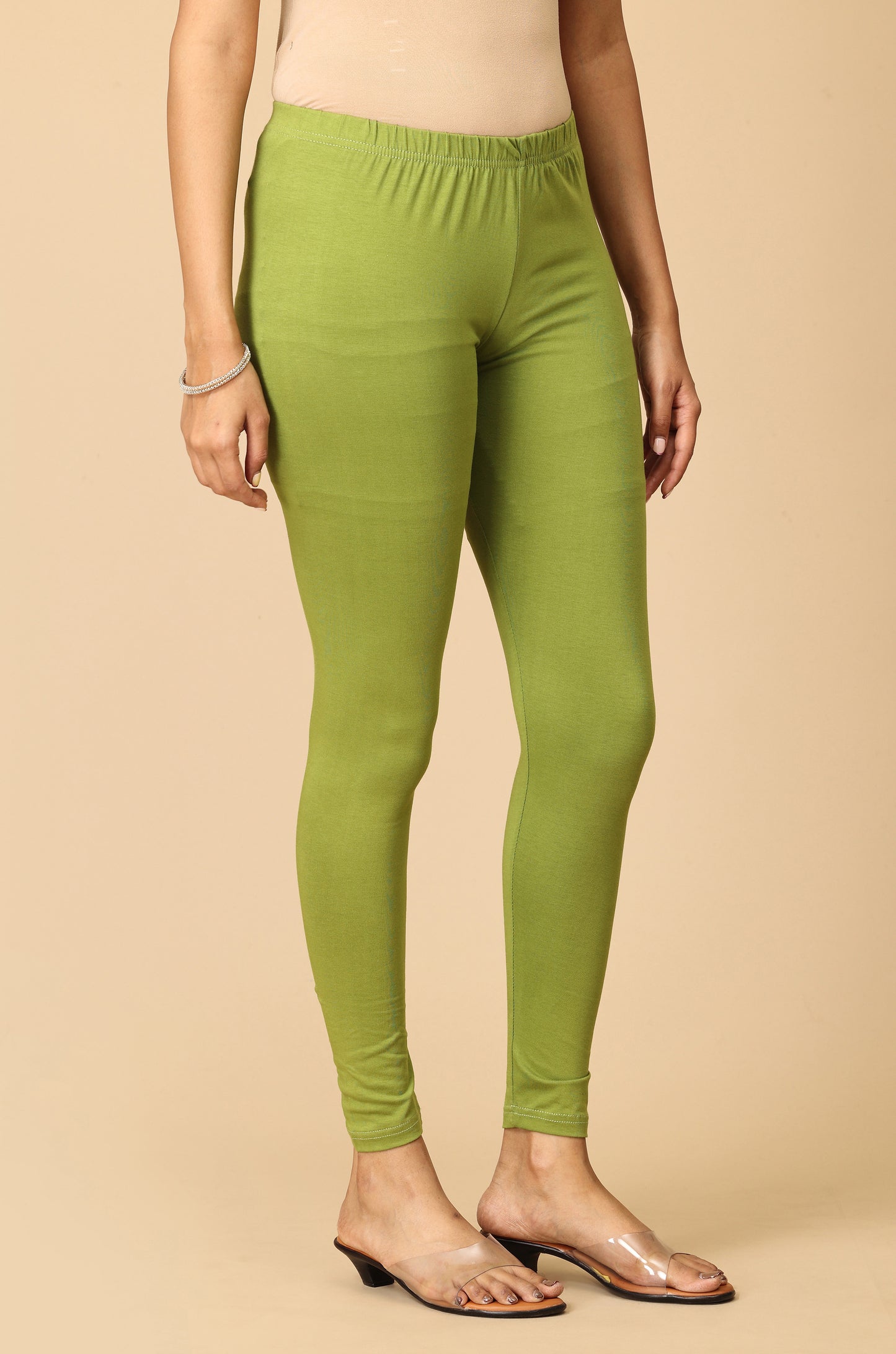 Olive Green Bio Wash 4 ways Stretch Ankle Length Legging