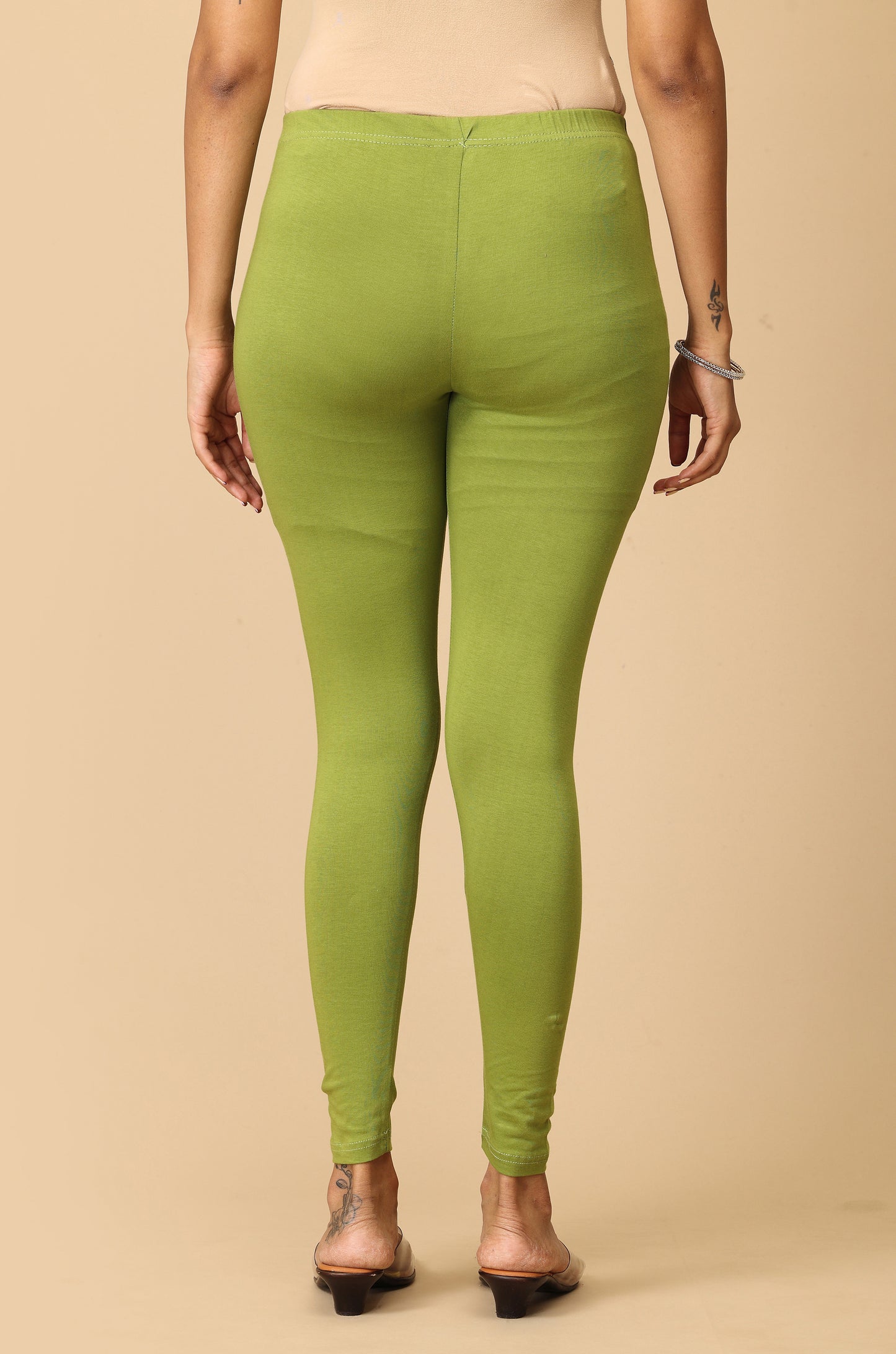 Olive Green Bio Wash 4 ways Stretch Ankle Length Legging