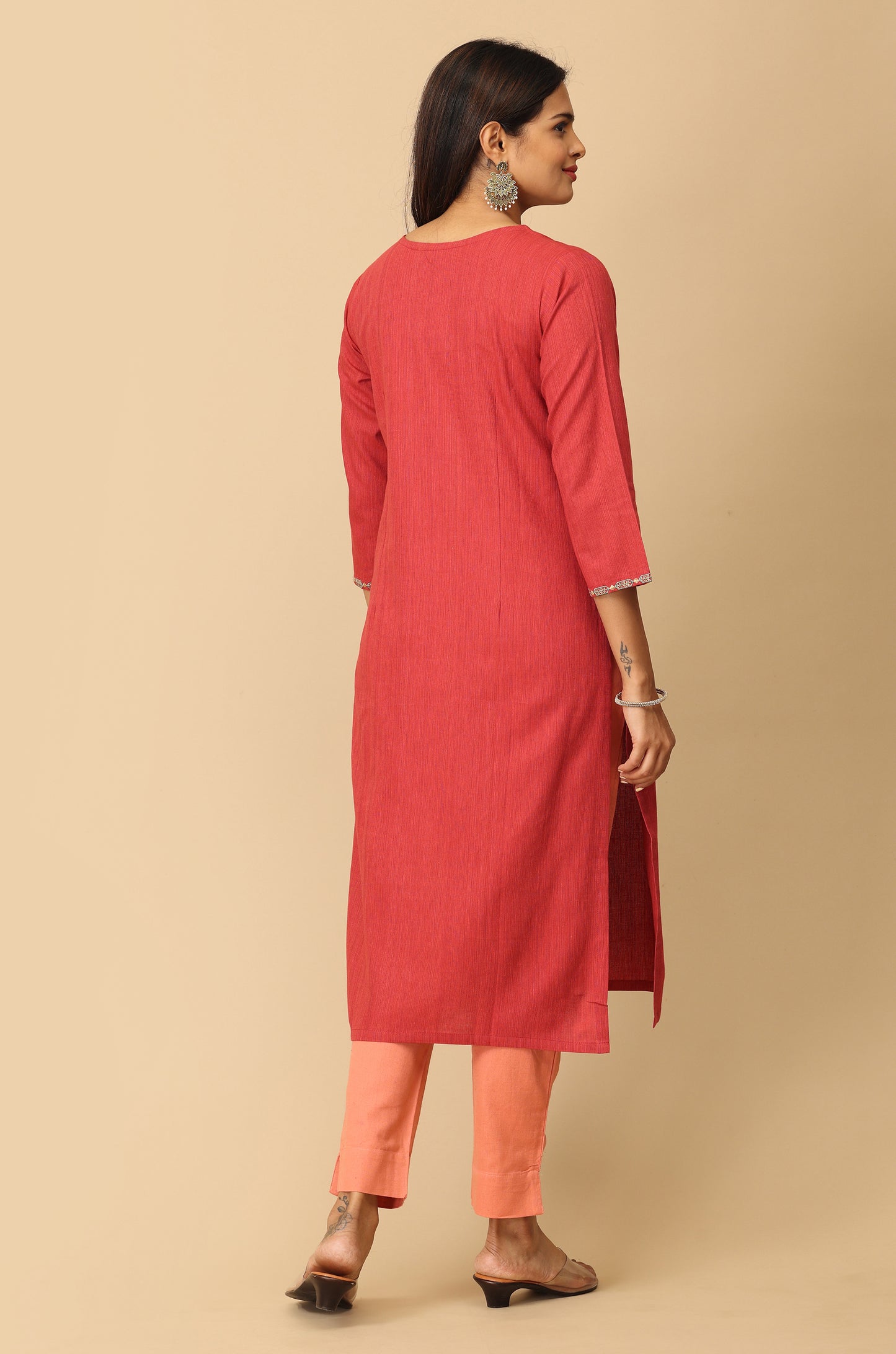 Maroon Khadi Embroidery Kurti