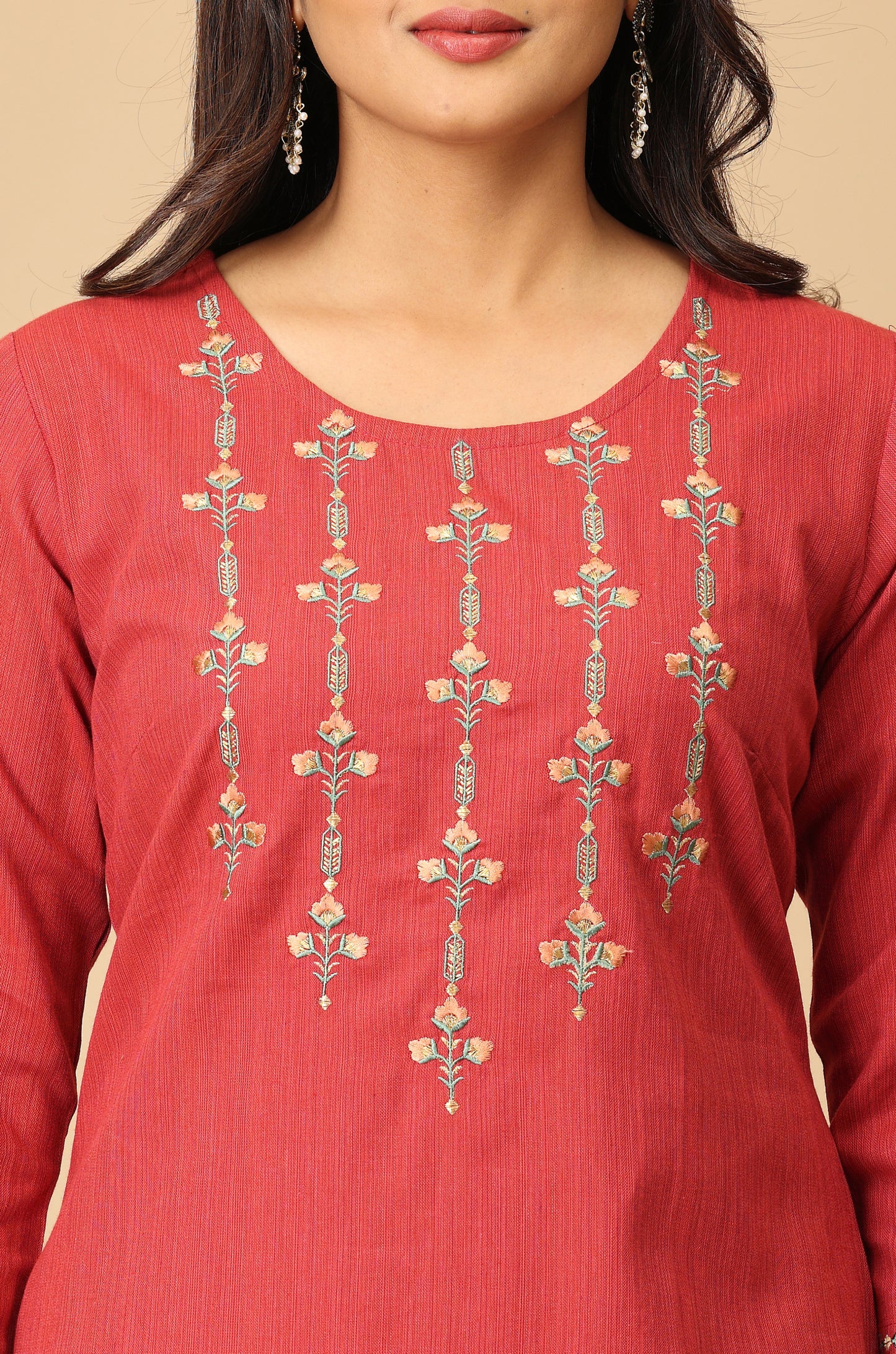 Maroon Khadi Embroidery Kurti