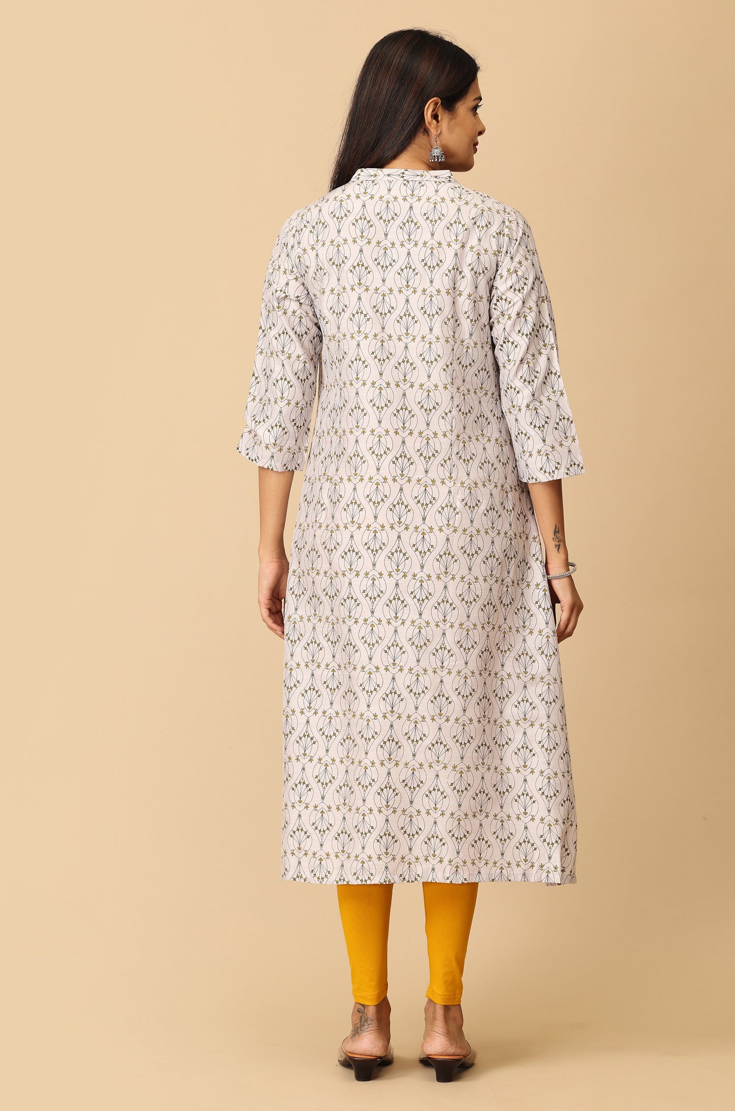 Grey Printed Slub Silk Printed Kurti
