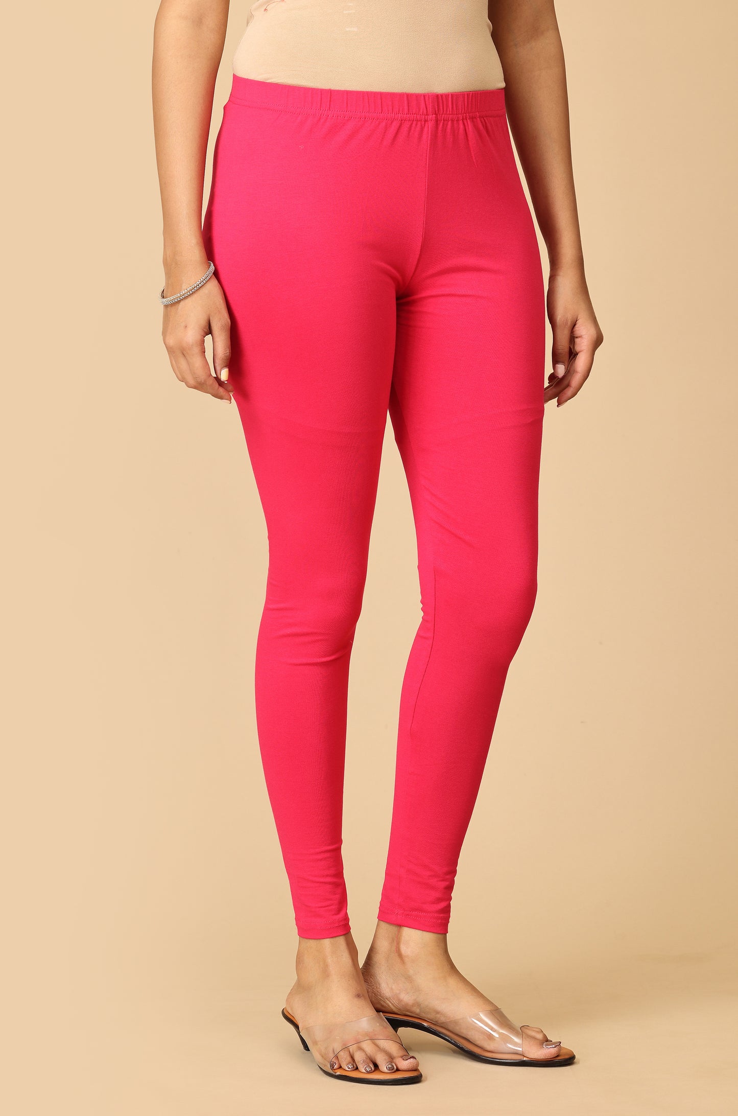 Bright Pink Bio Wash 4 ways Stretch Ankle Length Legging