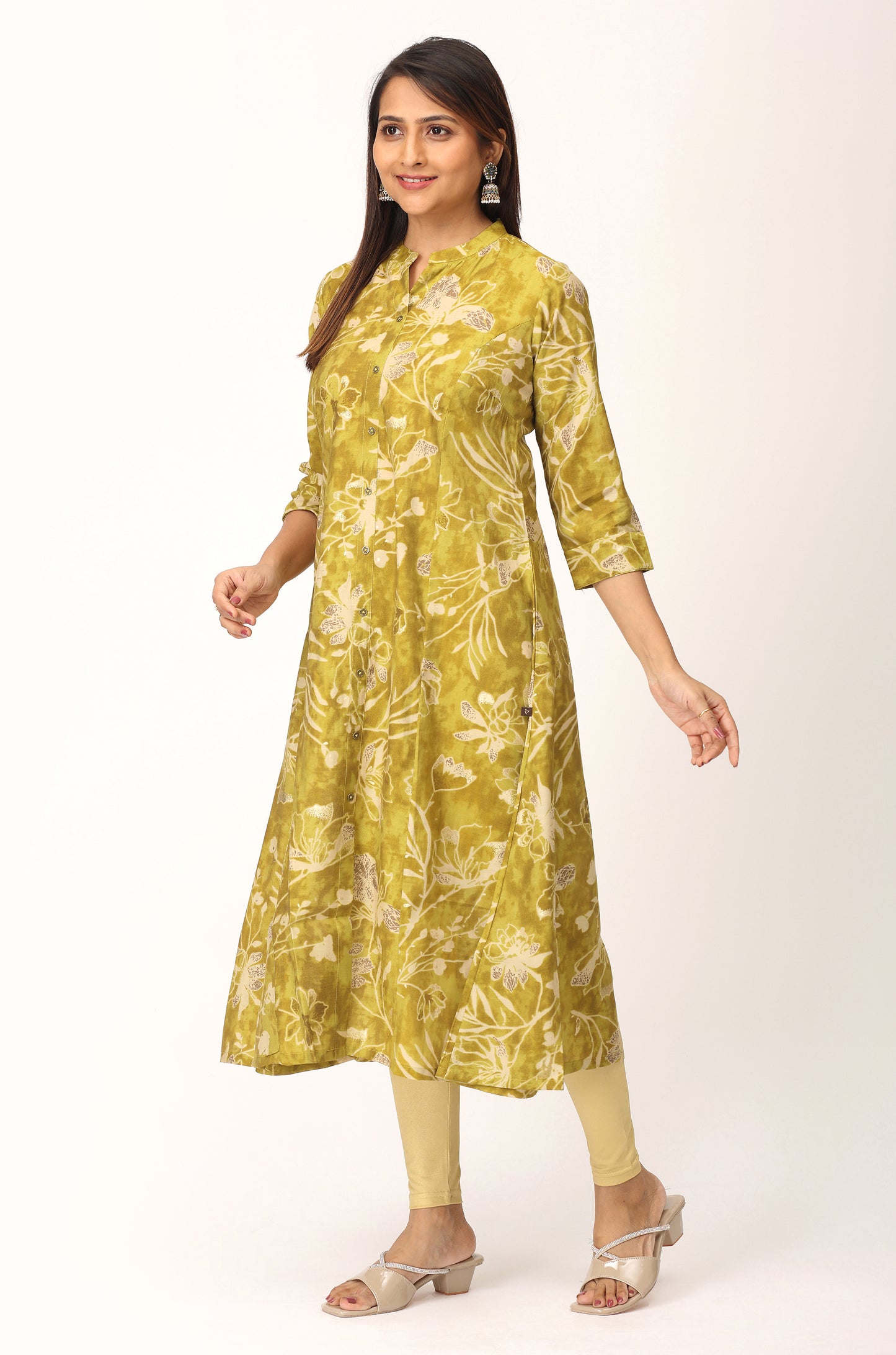 Pistachio Modal Printed A-Line Kurti