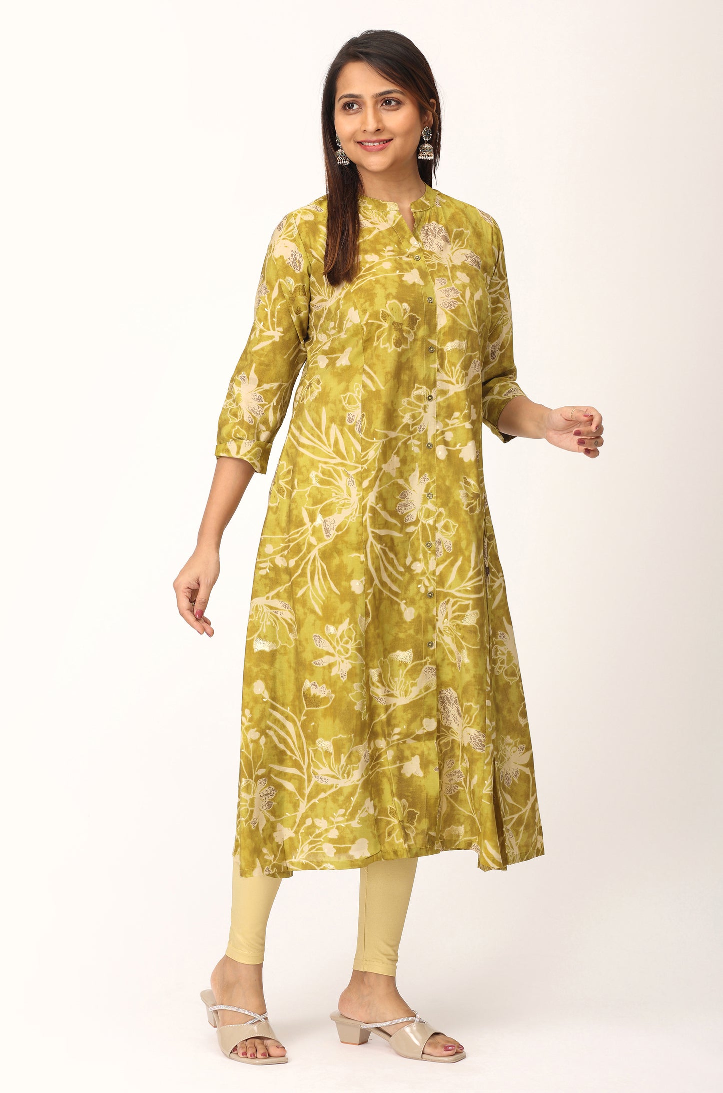 Pistachio Modal Printed A-Line Kurti
