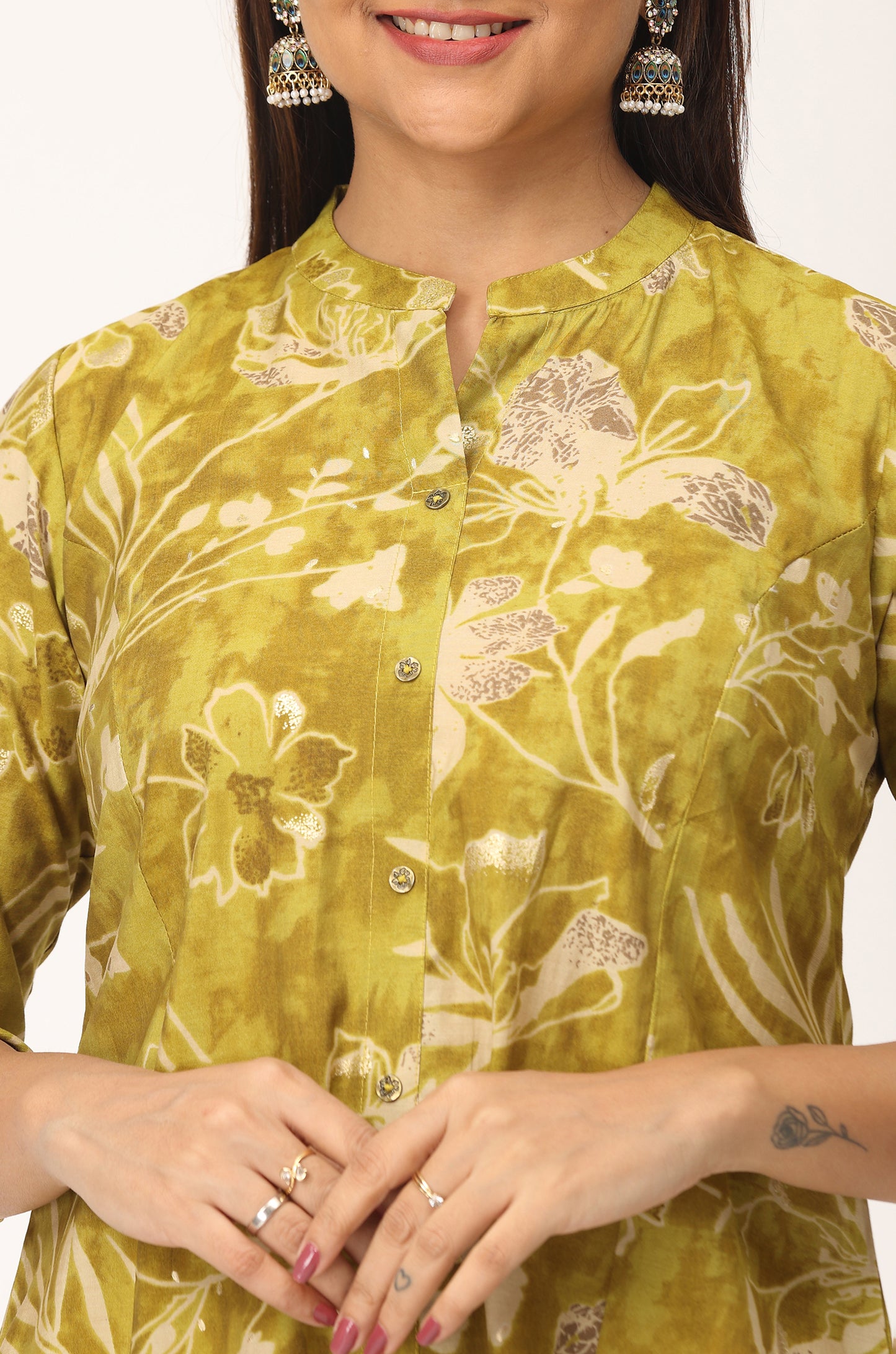 Pistachio Modal Printed A-Line Kurti
