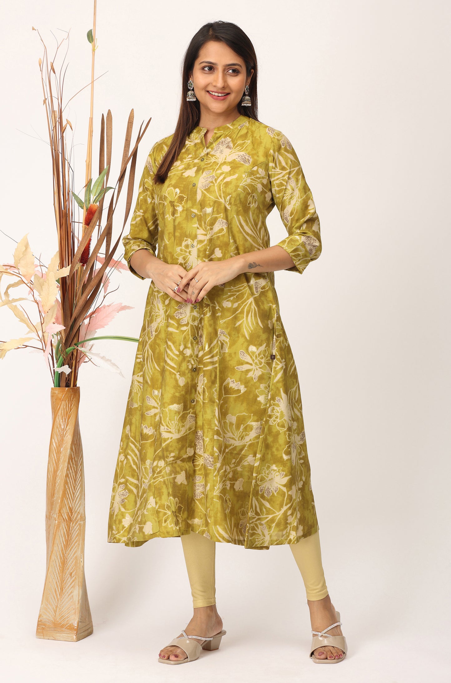 Pistachio Modal Printed A-Line Kurti