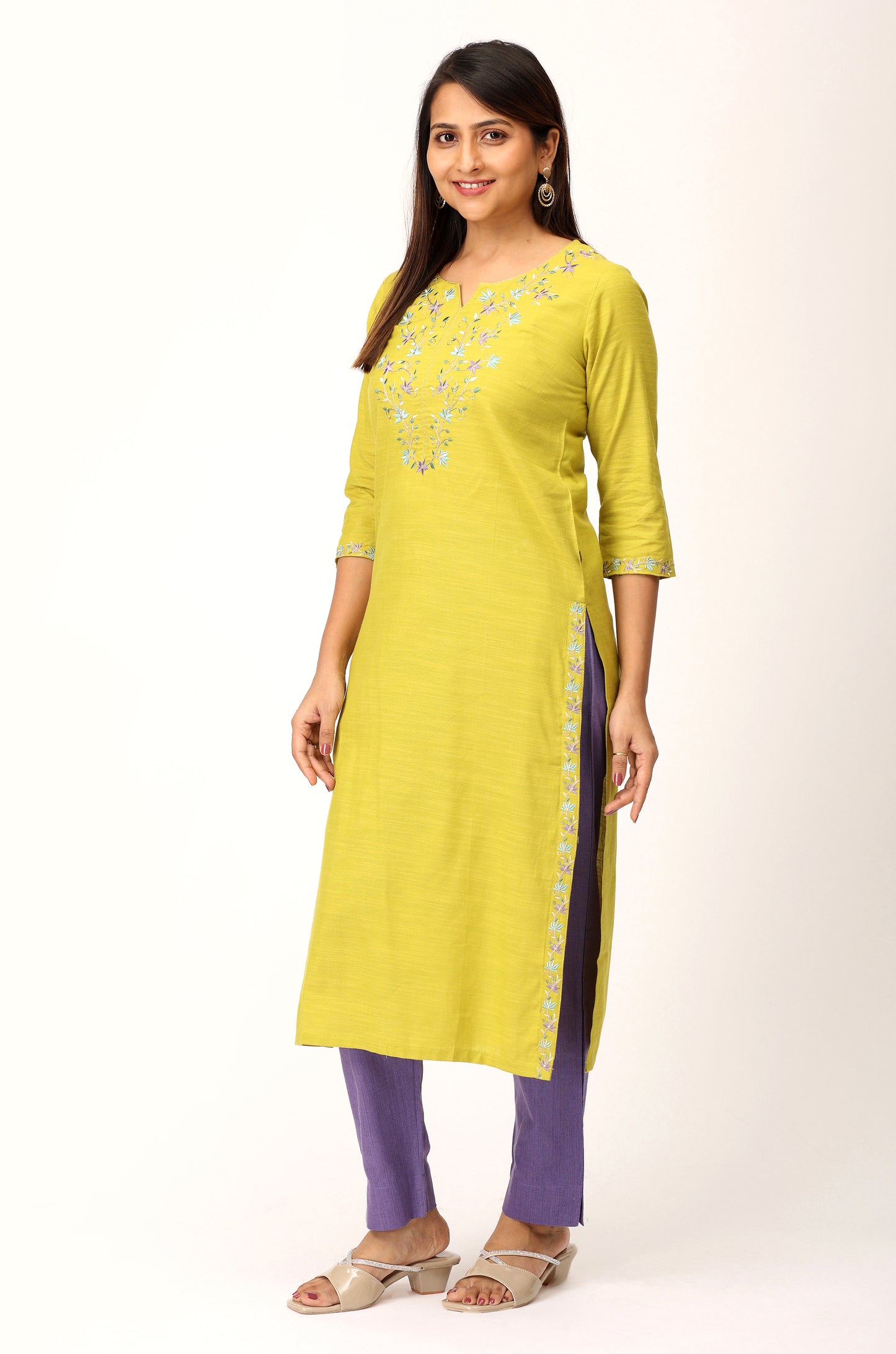 Pistachio Rayon Slub Straight Kurti
