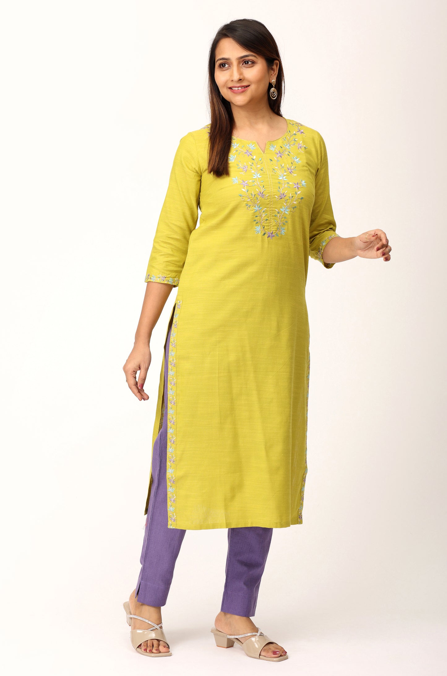 Pistachio Rayon Slub Straight Kurti