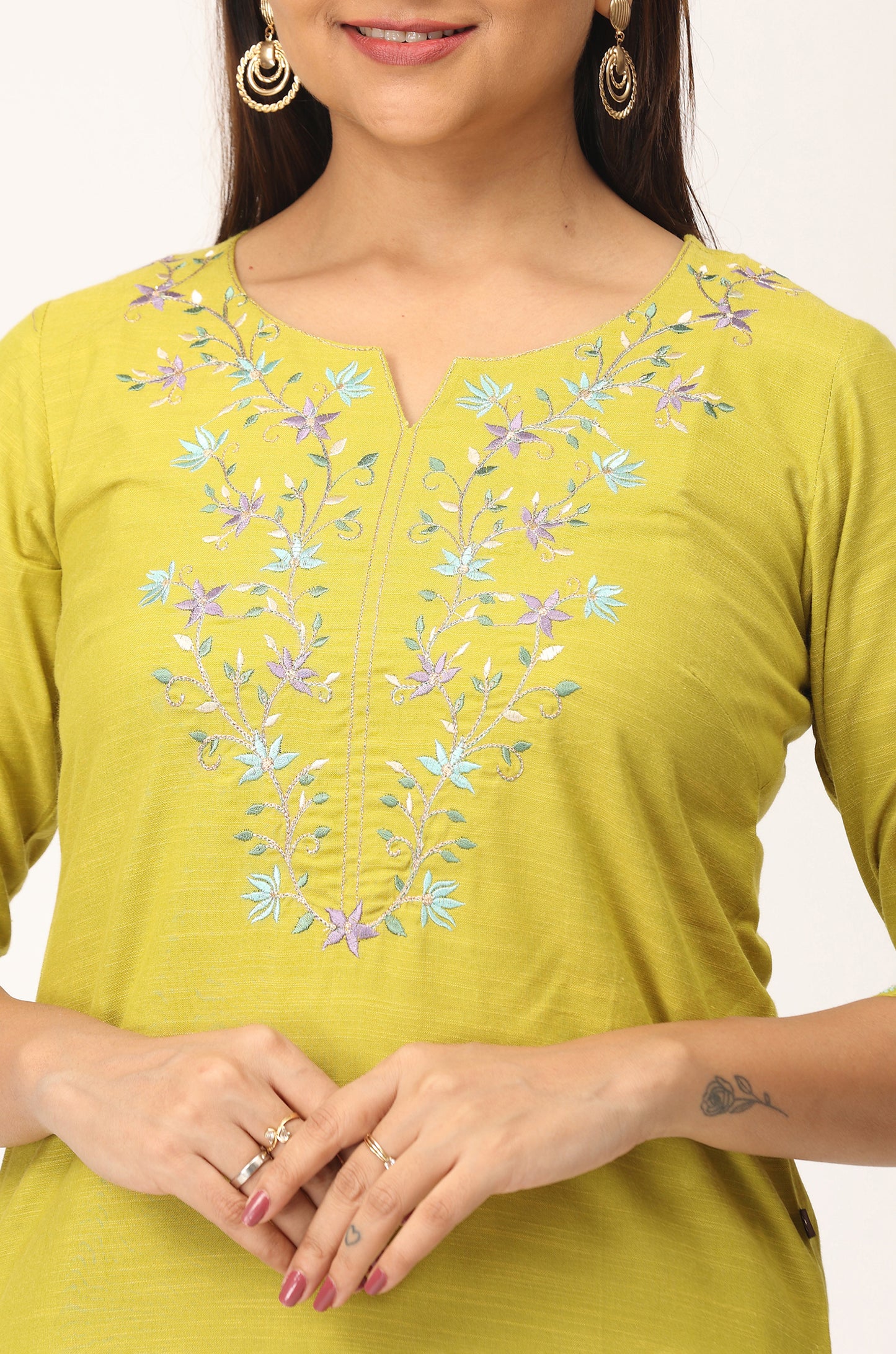 Pistachio Rayon Slub Straight Kurti