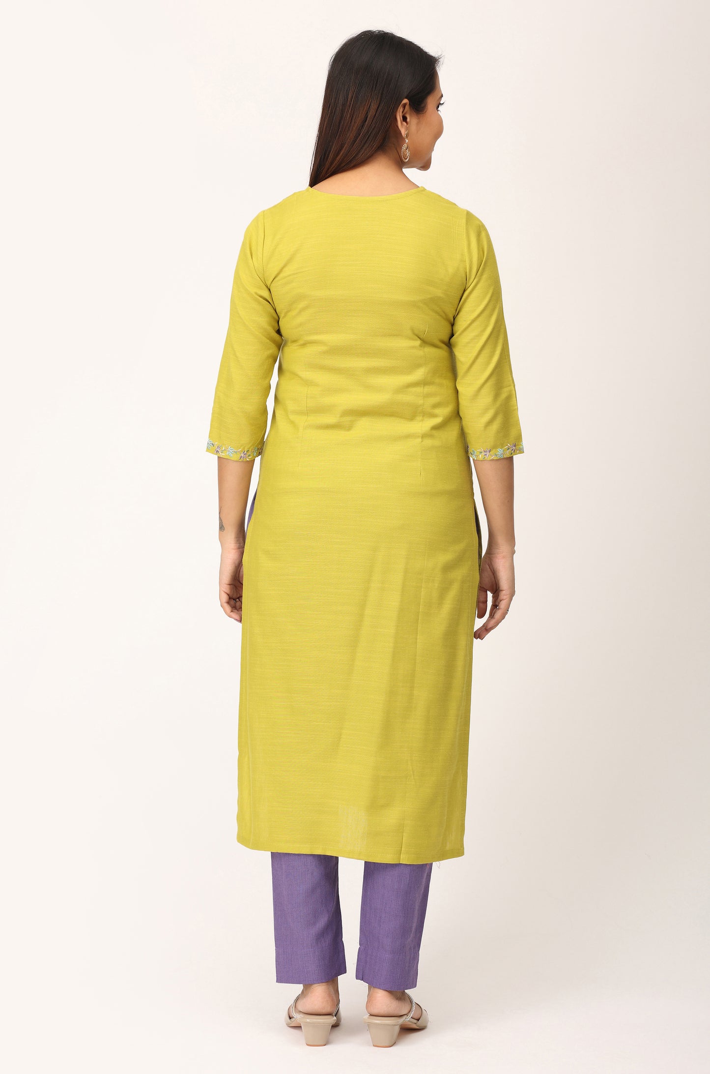 Pistachio Rayon Slub Straight Kurti