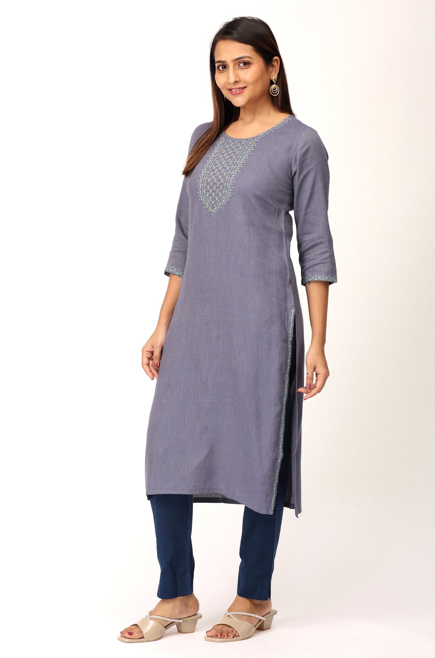 BlueGrey Matty Embroidery Kurti