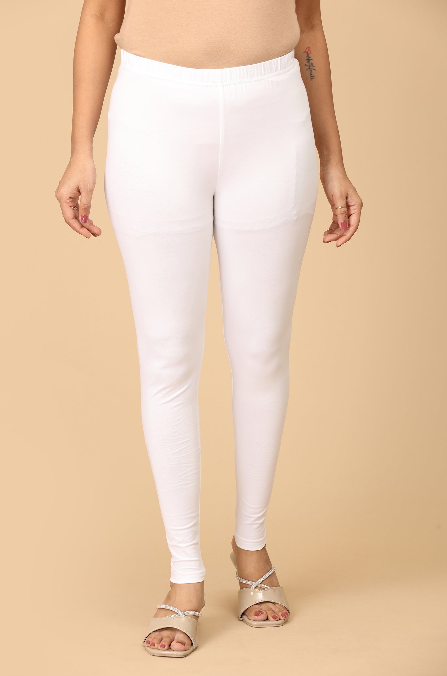 White Bio Wash 4 ways Stretch Ankle Length Legging
