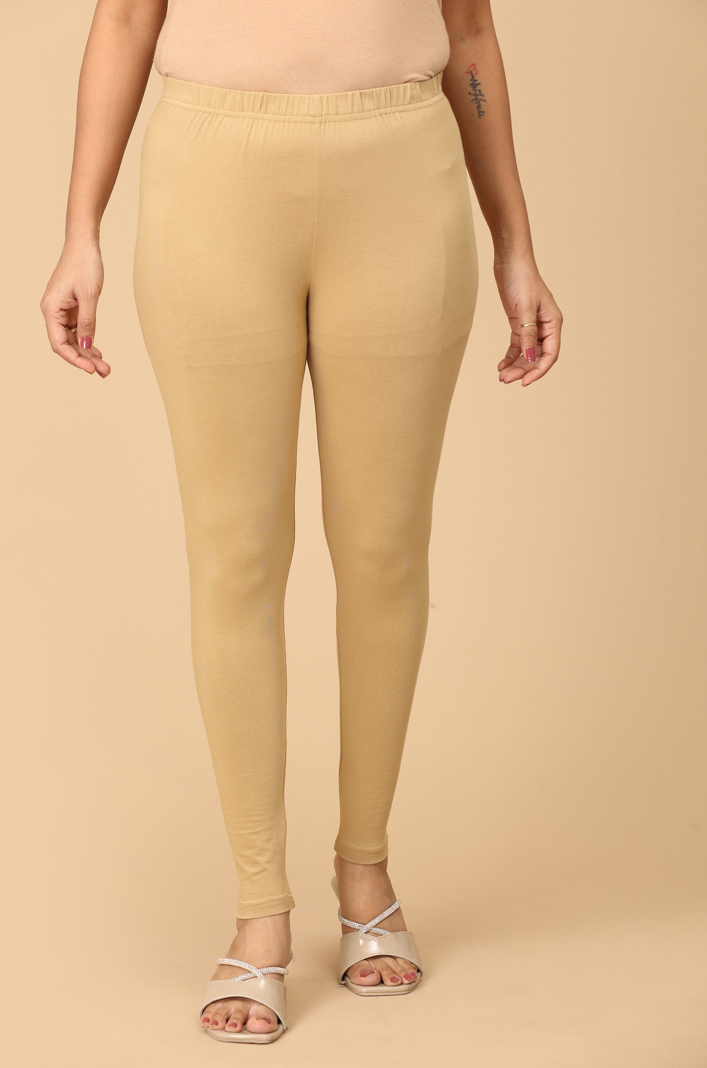 Beige Bio Wash 4 ways Stretch Ankle Length Legging