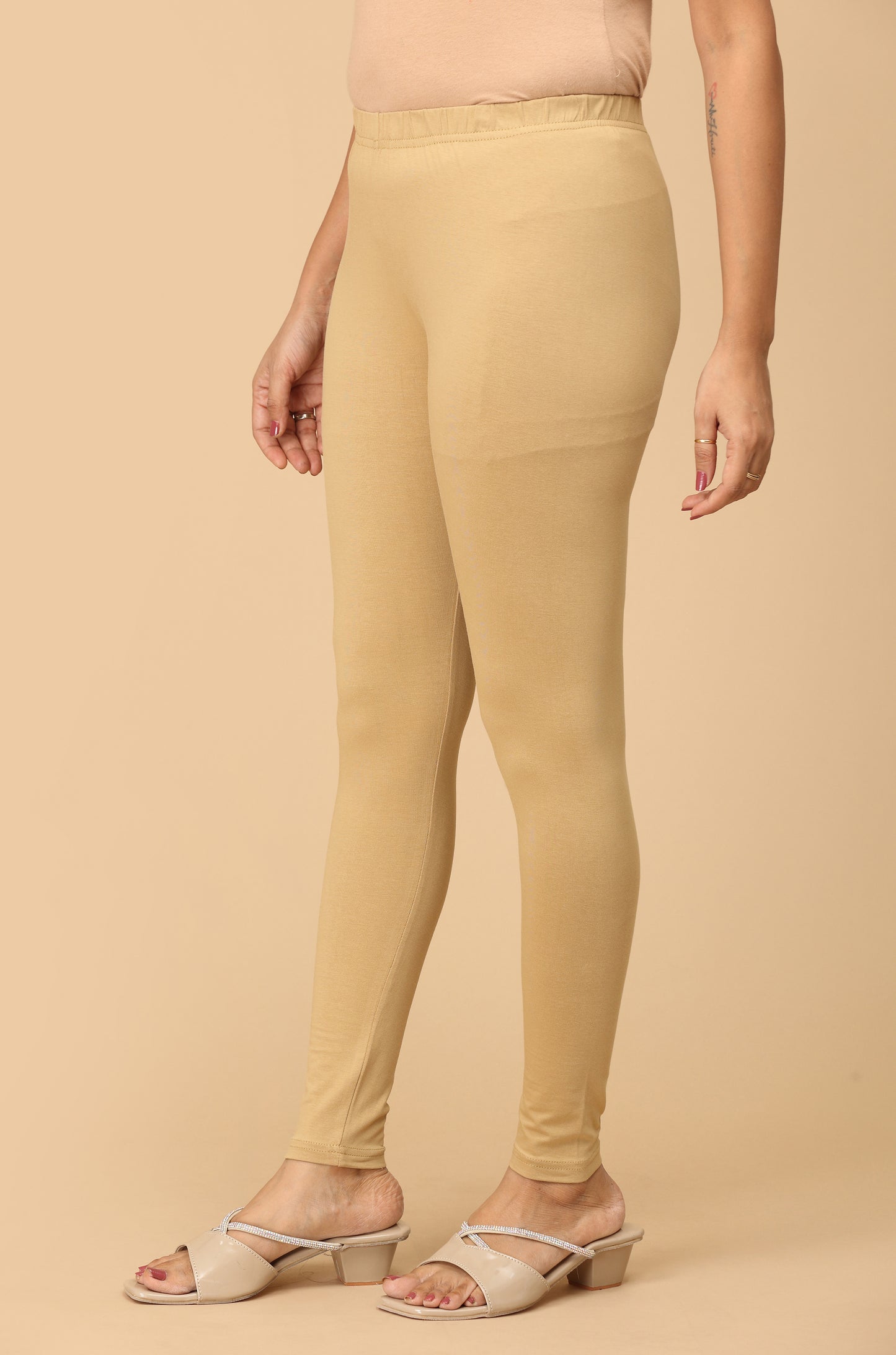 Beige Bio Wash 4 ways Stretch Ankle Length Legging