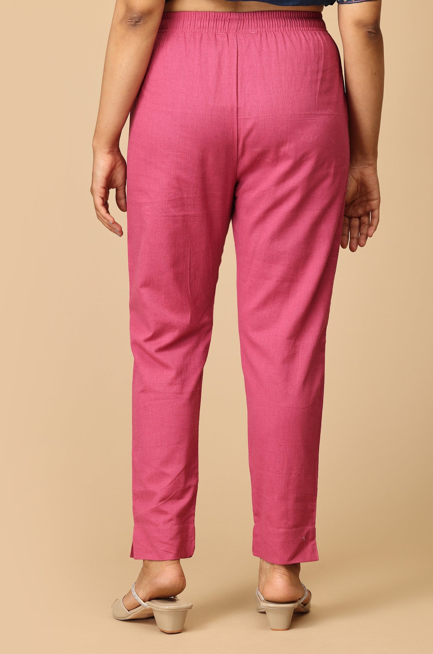 Mauve Cotton Trouser Fit with Drawstring Cigarette Pant