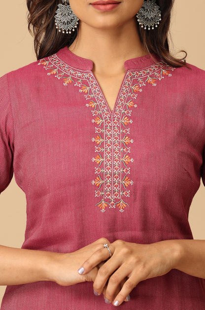 Mauve Matty Embroidery Kurti