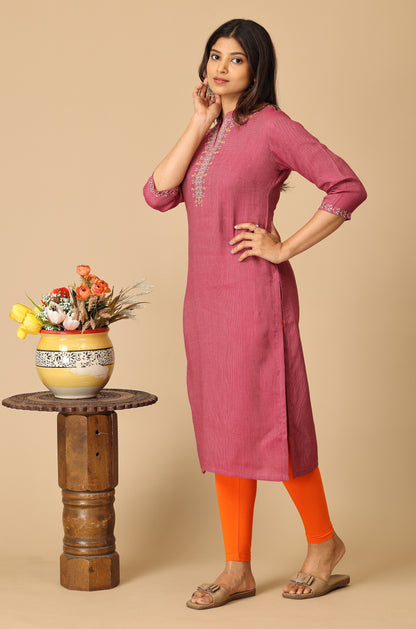 Mauve Matty Embroidery Kurti