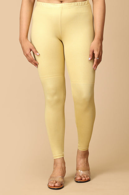 Gold Shimmer 4 ways Stretch Ankle Length Legging