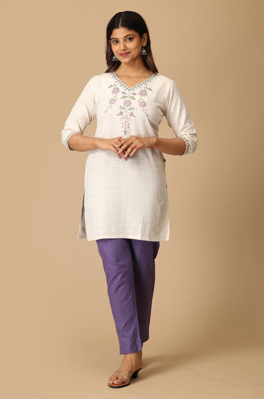 Off White Short Kurti