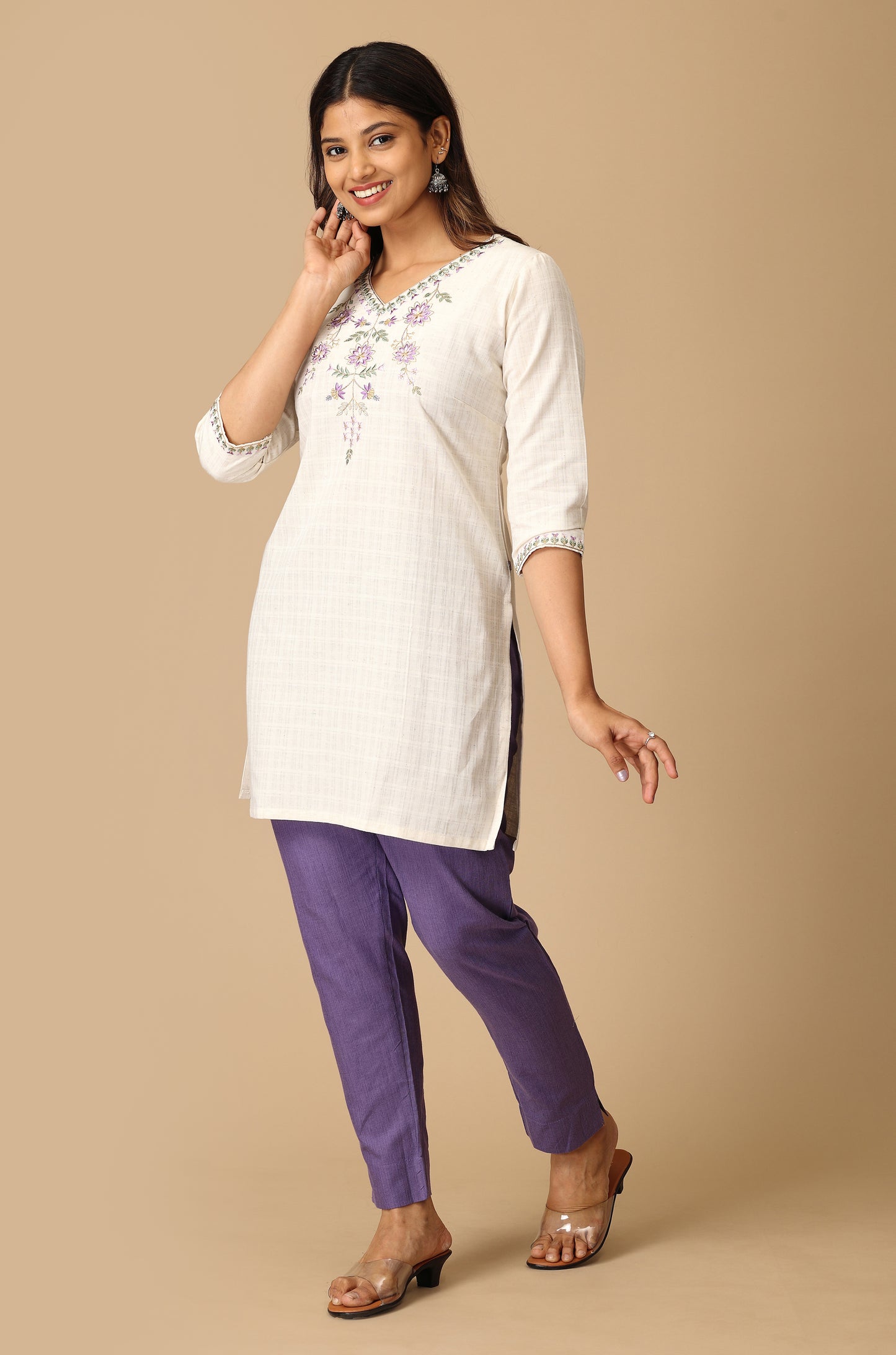 Off White Short Kurti