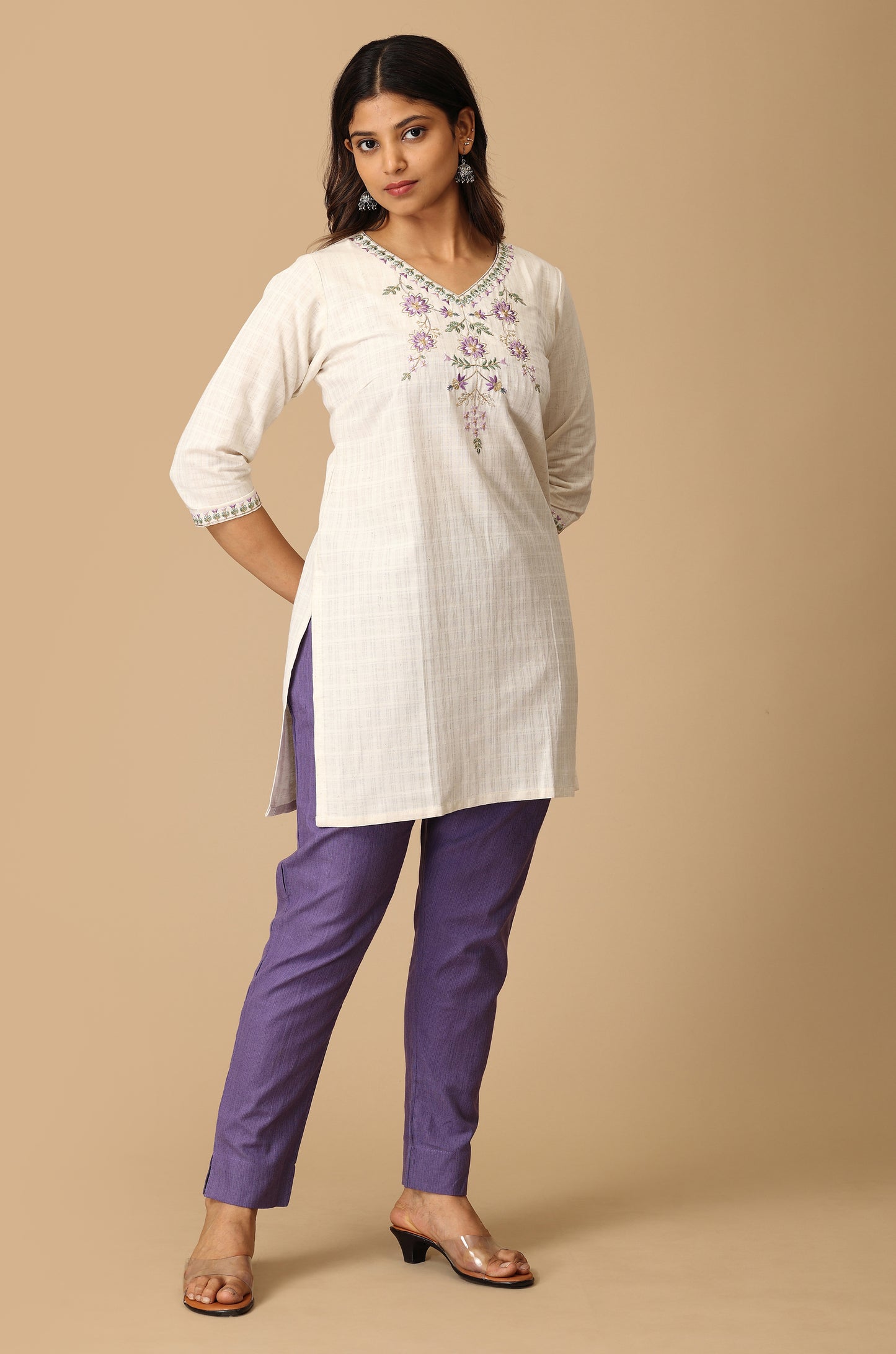Off White Short Kurti