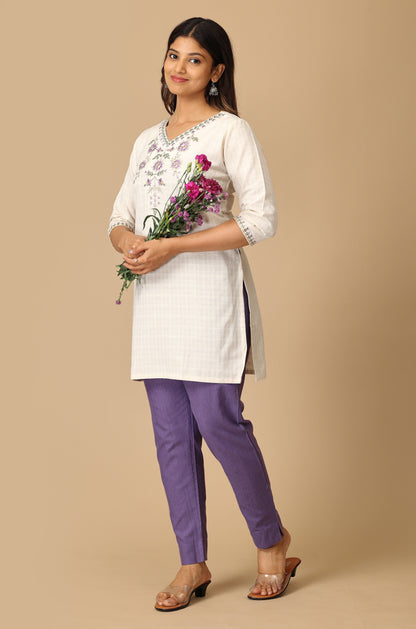 Off White Short Kurti
