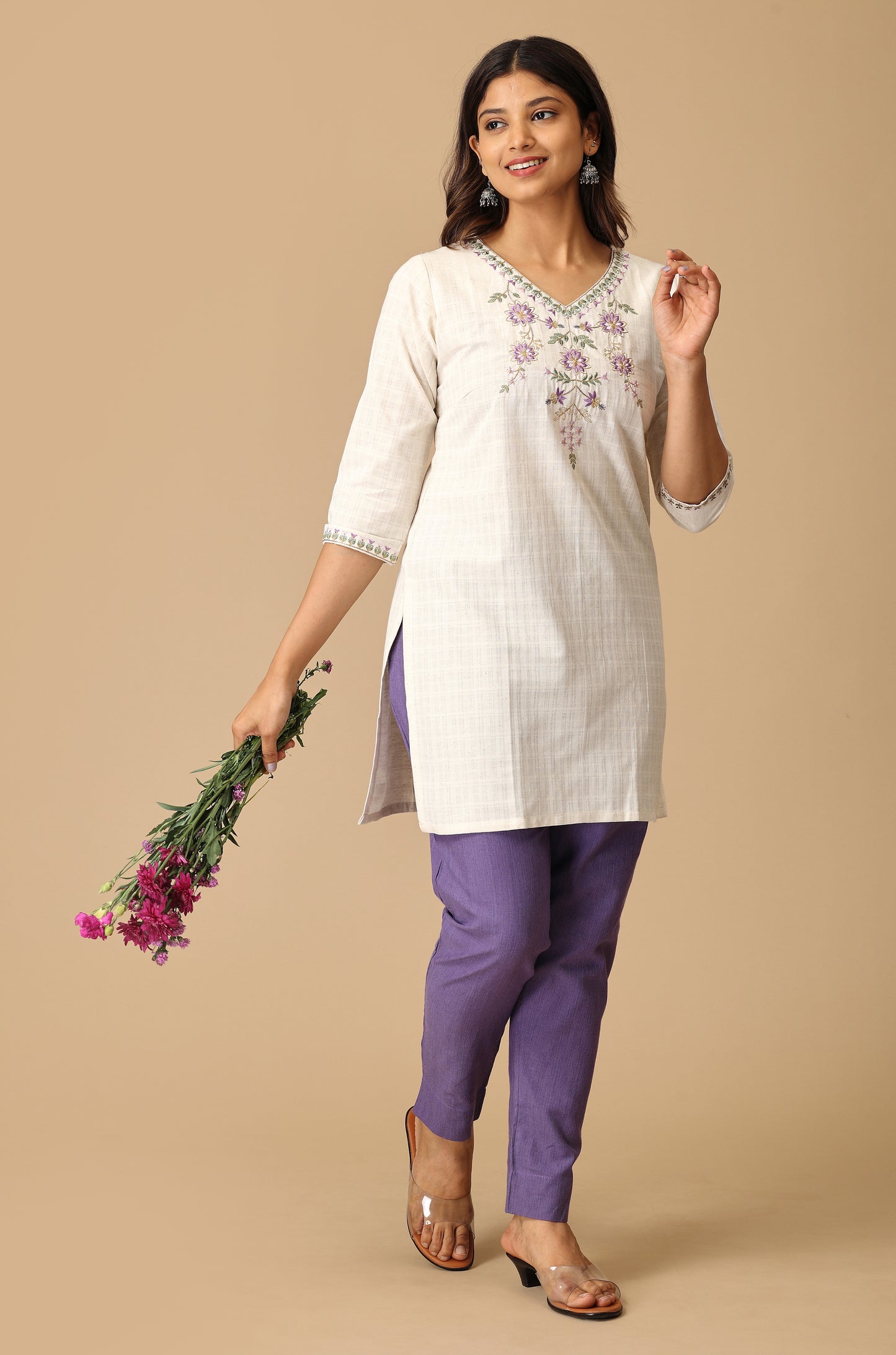 Off White Short Kurti