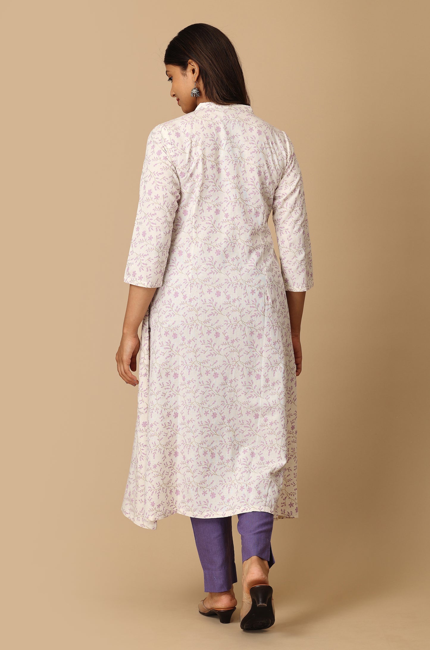 Off White Viscose Printed & Embroidery KurtI