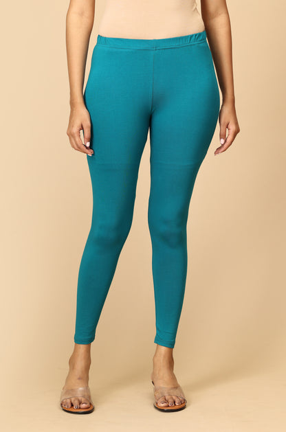 Dark Teal Bio Wash 4 ways Stretch Ankle Length Legging