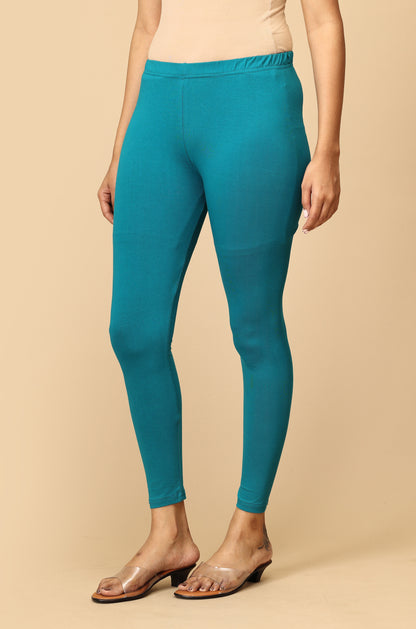 Dark Teal Bio Wash 4 ways Stretch Ankle Length Legging