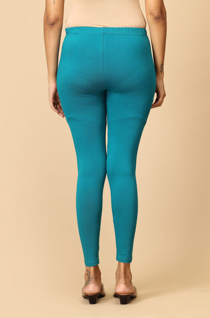 Dark Teal Bio Wash 4 ways Stretch Ankle Length Legging
