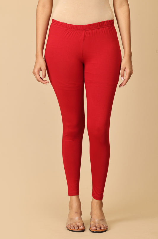 Maroon Bio Wash 4 ways Stretch Ankle Length Legging