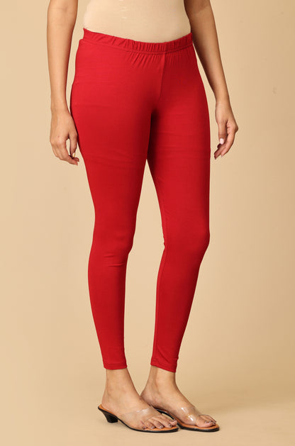 Maroon Bio Wash 4 ways Stretch Ankle Length Legging