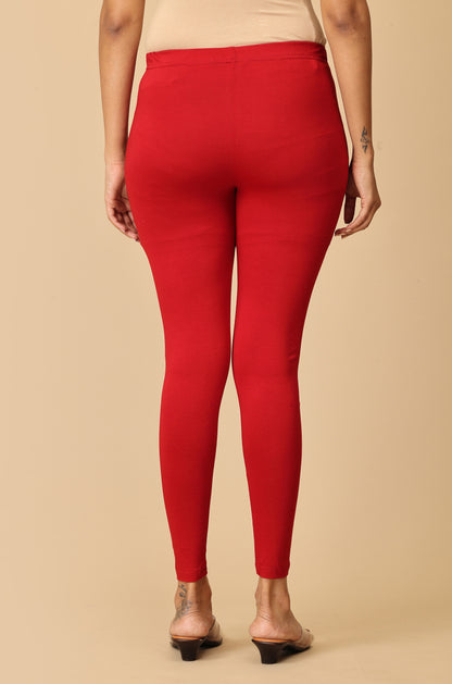 Maroon Bio Wash 4 ways Stretch Ankle Length Legging