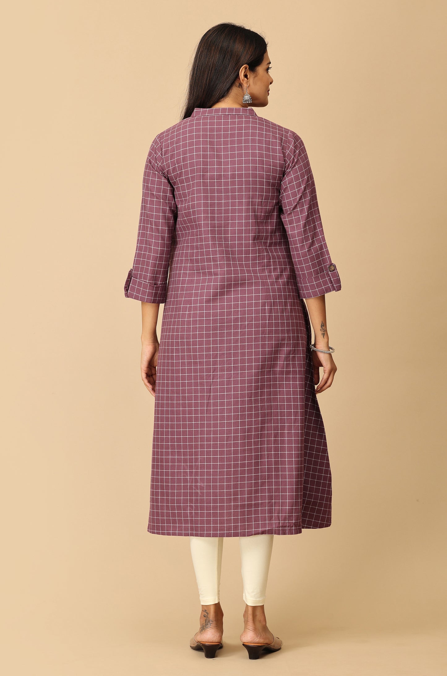 Mauve Cotton Flex Self Weaving Textured Kurti