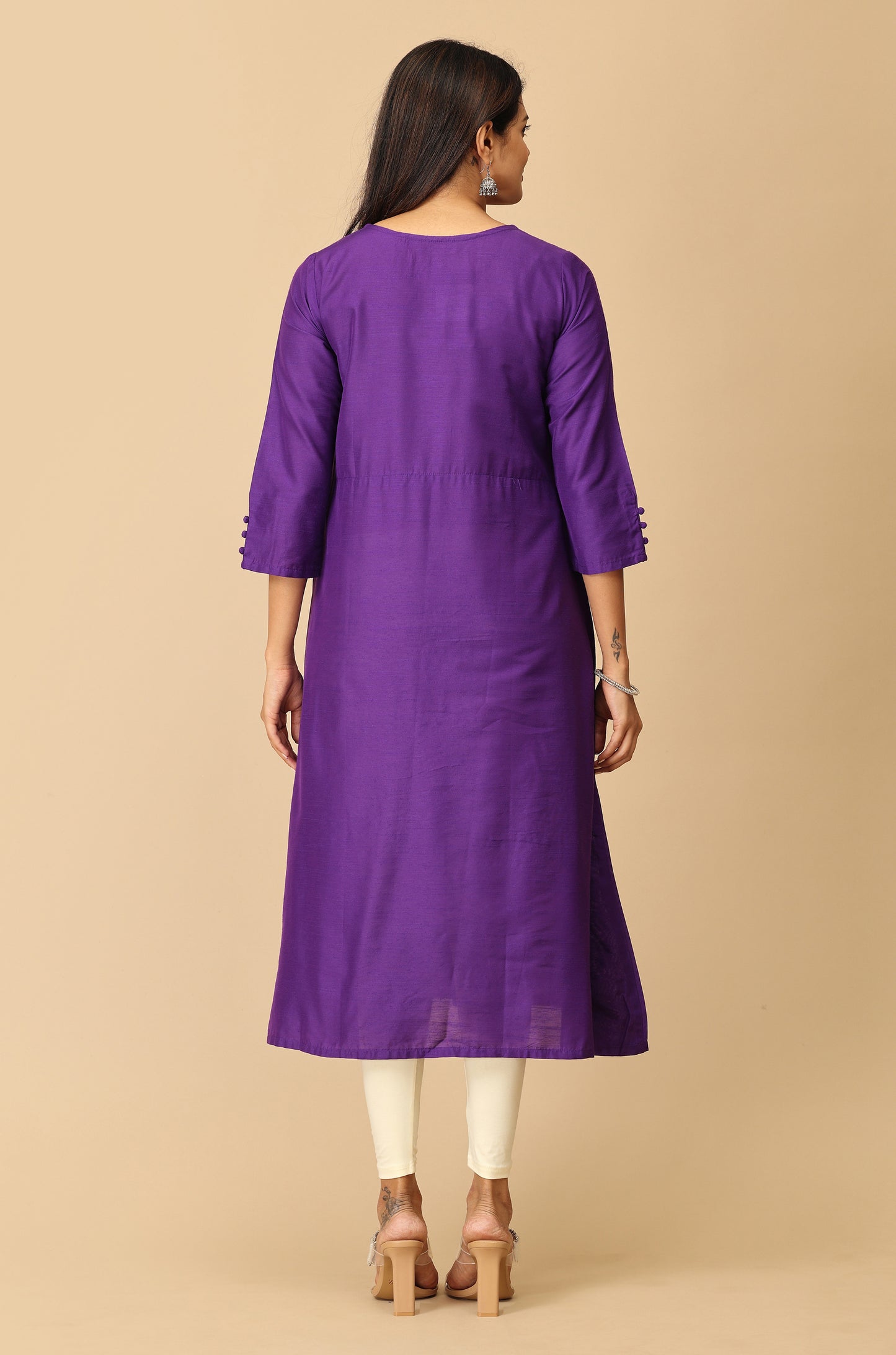 Solid Purple A Line Kurta