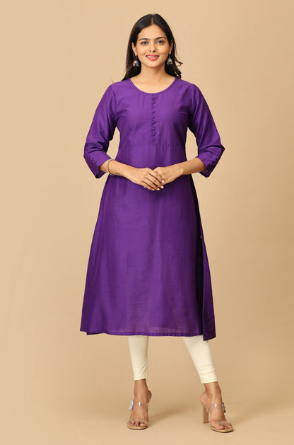 Solid Purple A Line Kurta