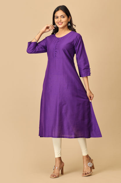 Solid Purple A Line Kurta
