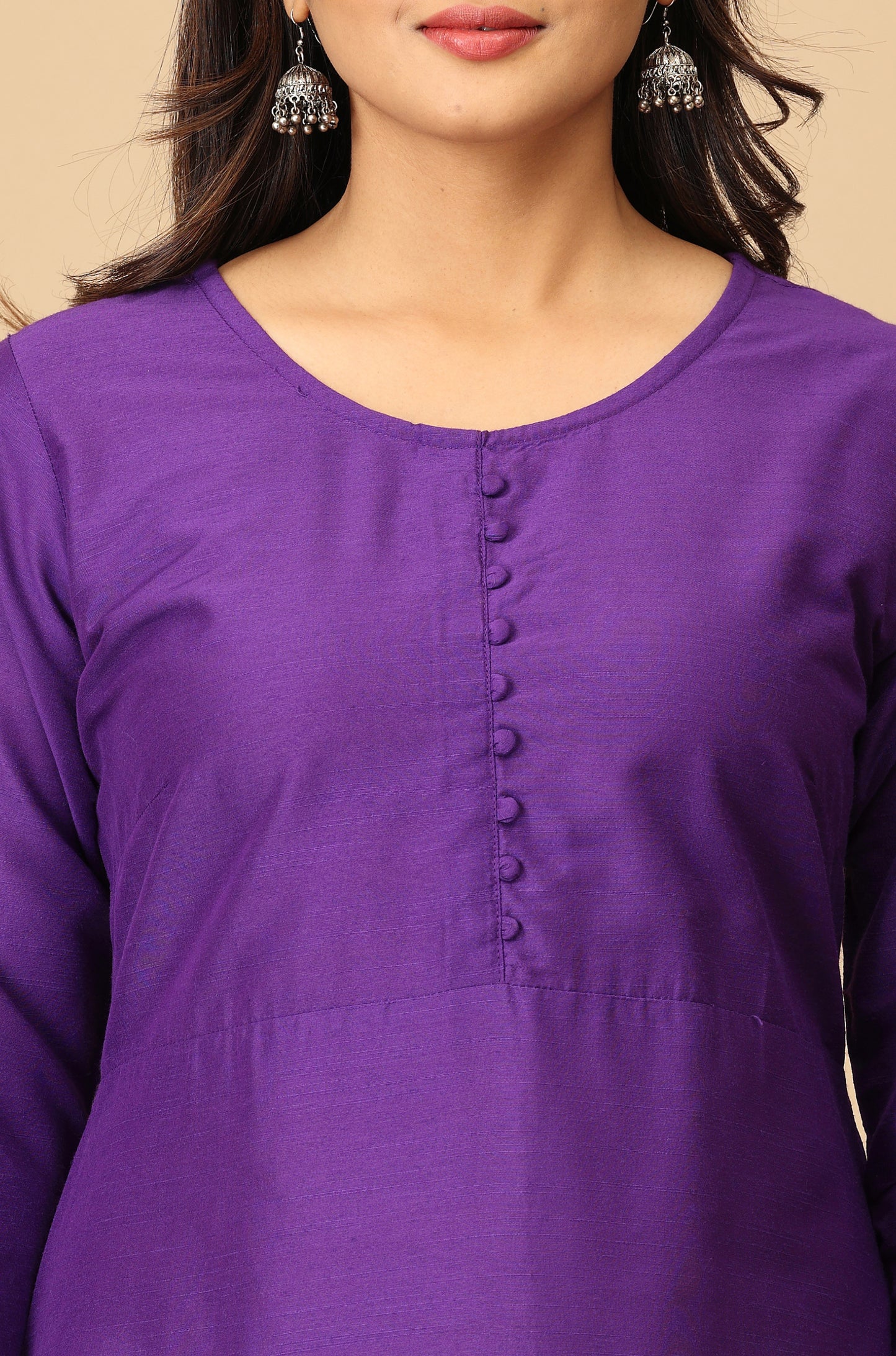 Solid Purple A Line Kurta