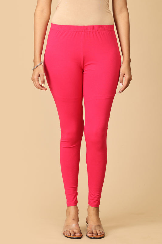 Bright Pink Bio Wash 4 ways Stretch Ankle Length Legging