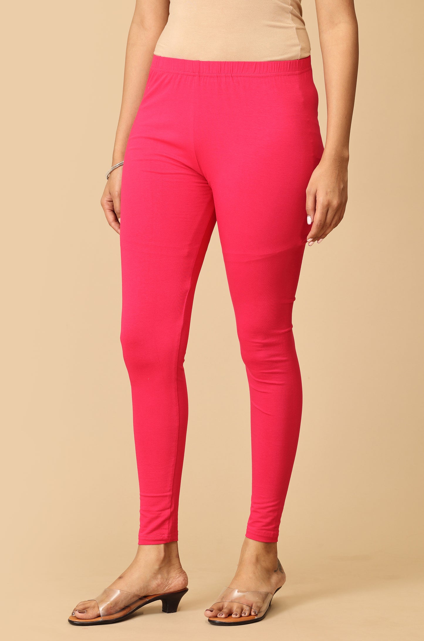 Bright Pink Bio Wash 4 ways Stretch Ankle Length Legging
