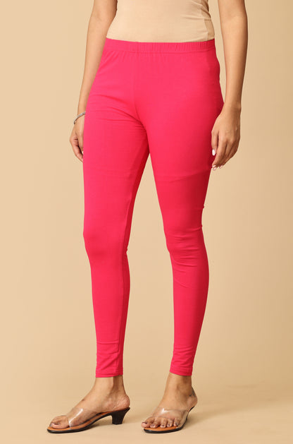 Bright Pink Bio Wash 4 ways Stretch Ankle Length Legging
