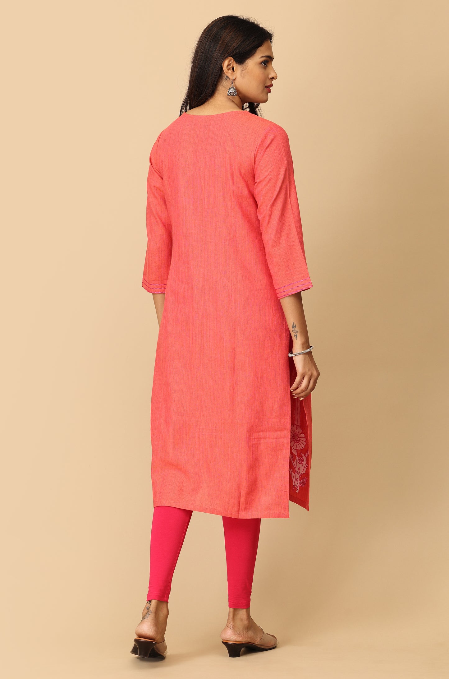 Peach Straight Side Embroidery