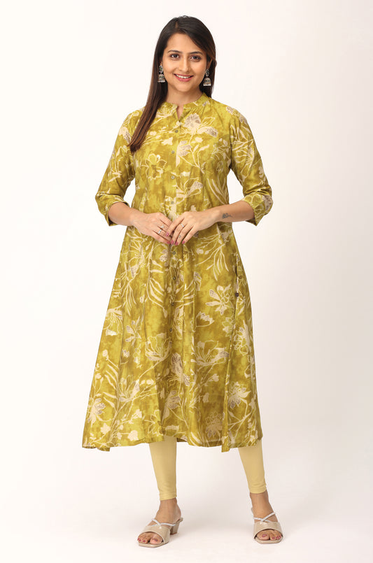 Pistachio Modal Printed A-Line Kurti